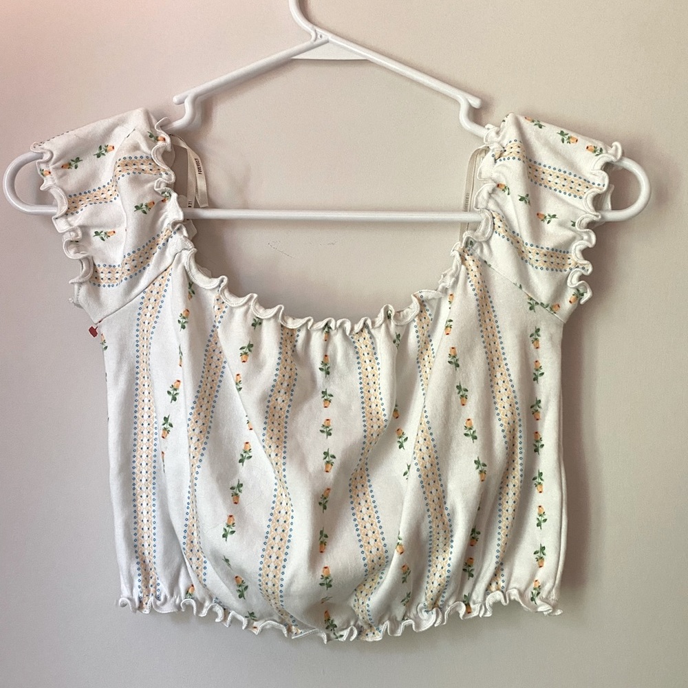 off the shoulder cropped shirt